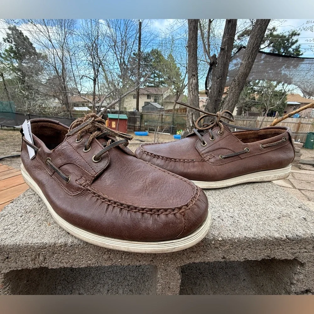 Cole Haan Men's Brown Leather Boat Shoes